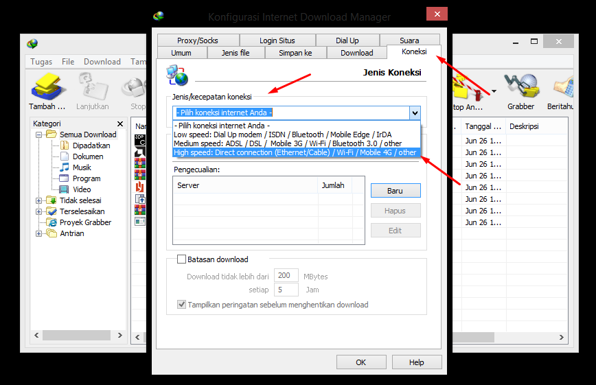 cara mempercepat idm 2 - Cara Mempercepat Download IDM buka koneksi di idm