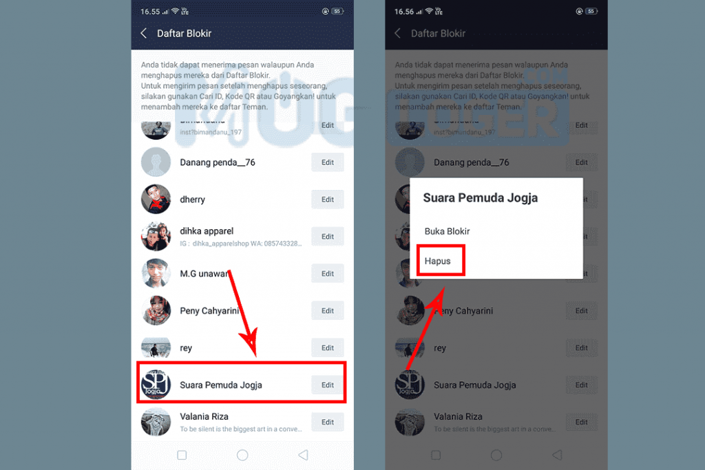 cara menghilangkan kontak kita di line orang lain