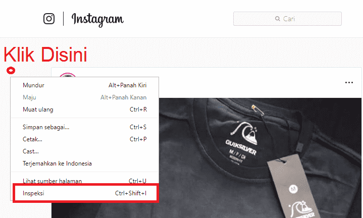 klik kanan - Cara Membuka Instagram Di Laptop cara merubah tampilan instagram di pc seperti android