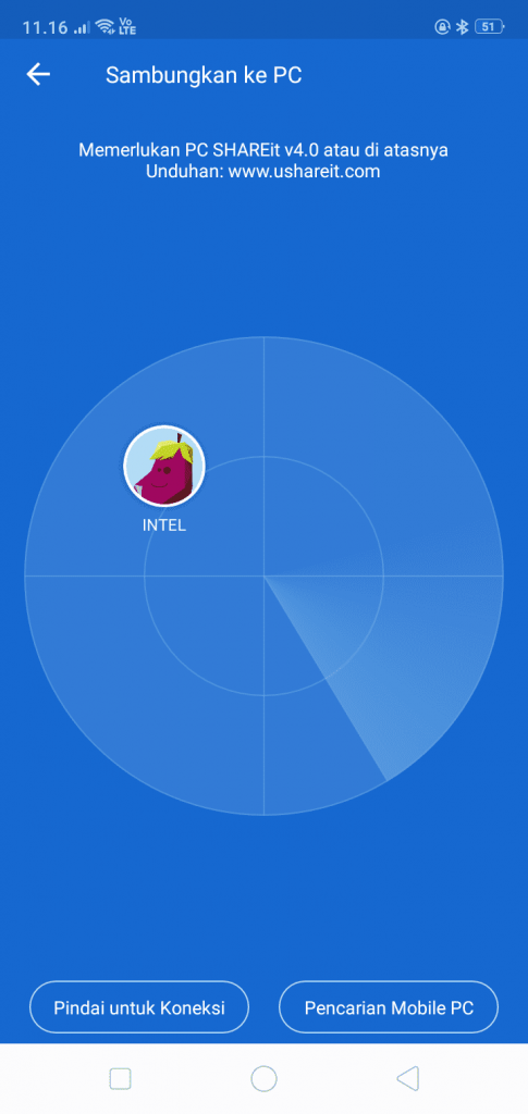 sambungkan ke pc shareit