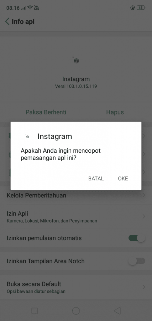 uninstall aplikasi instagram - Instagram Keluar Sendiri copot instagram
