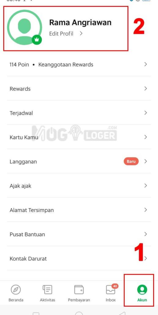buka menu akun - Cara Menghapus Akun Grab membuka profil grab