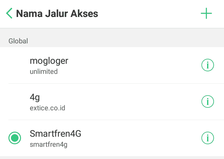 mengatur apn jaringan