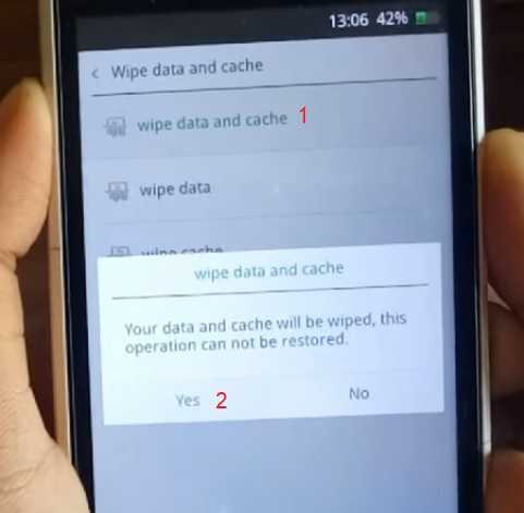 wipe data and cache