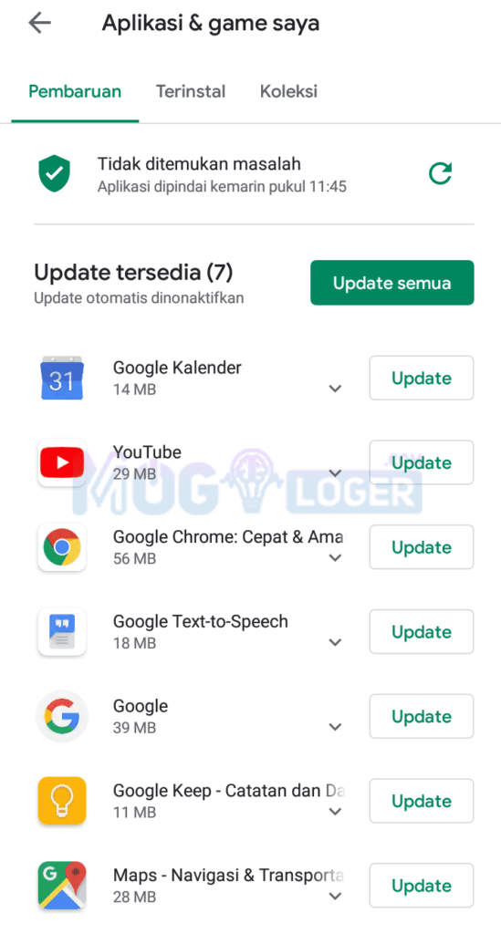 update aplikasi - Cara Mengatasi Aplikasi Force Close memperbarui aplikasi