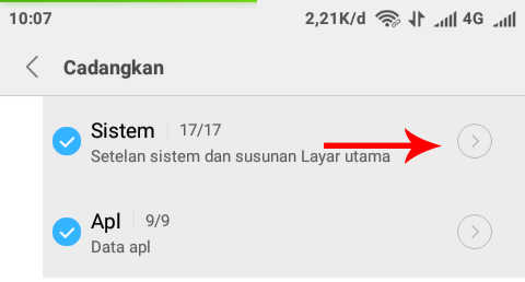 pilih opsi sistem