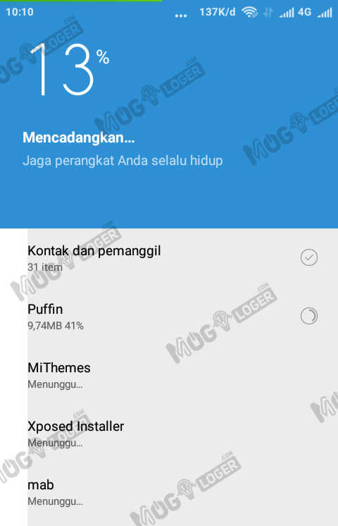 menunggu proses backup