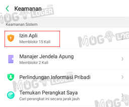 izin aplikasi di pengaturan