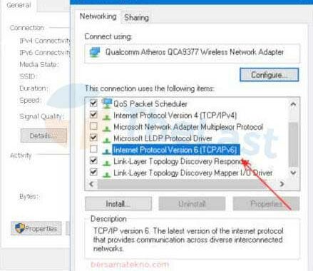 Hapus centang di IPv6