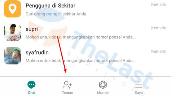 Ketuk Ikon Orang - Cara Melihat Teman Aktif Michat