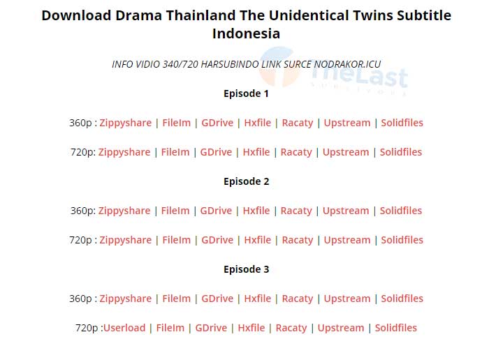 Pilih Server Download Drama Thai