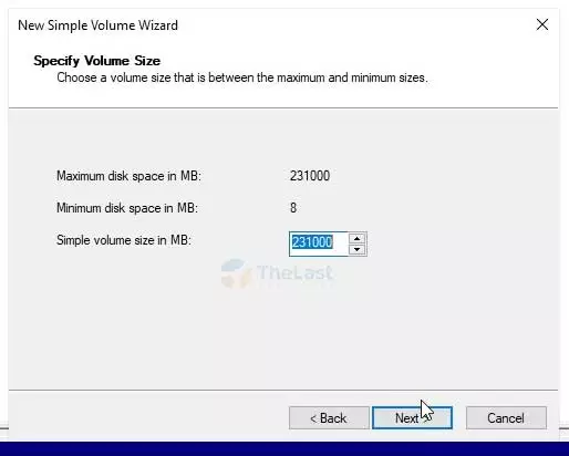 Specify Volume Size biarkan default