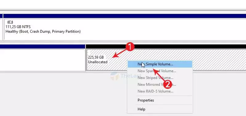 klik New Simple Volume Unallocated