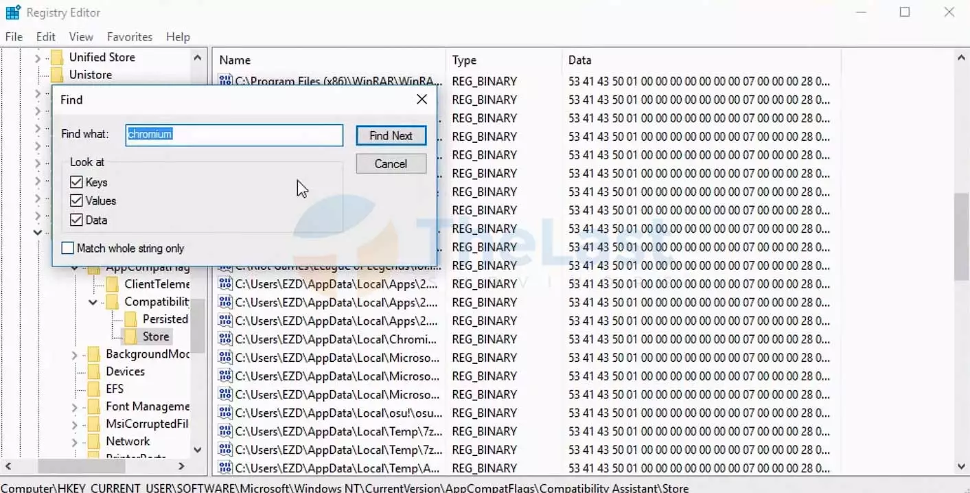 Uninstall Chromium dari Regedit